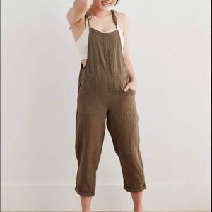 Aerie Olive Green Tie Sleeve Jump Suit